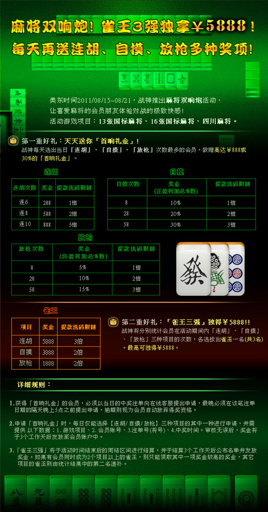 战神麻将双响炮 雀王3强独拿5888